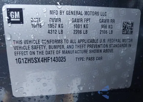 2017 Chevrolet Malibu Premier из США, поврежденный, VIN 1G1ZH5SX4HF143025